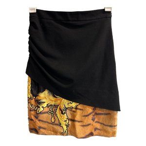 Roberto Cavalli Black and Gold Pencil Skirt